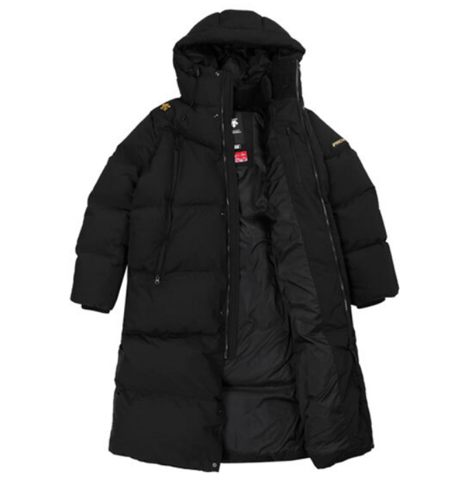 商品DESCENTE|【享贝家】（国内现货）DESCENTE 迪桑特长款连帽羽绒服 男女同款 黑色/白色 SM323BDJ91  G-LY,价格¥1410,第1张图片详细描述