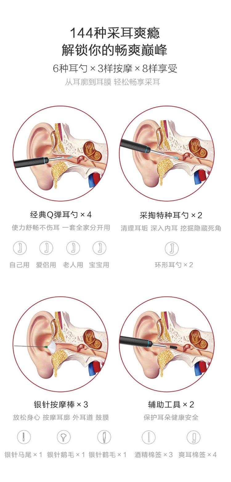 商品[国内直发] bebird|bebird智能可视挖耳勺M9Pro升级款无线采耳棒内窥镜畅爽无感掏耳朵神器 磁吸底座,价格¥243,第11张图片详细描述