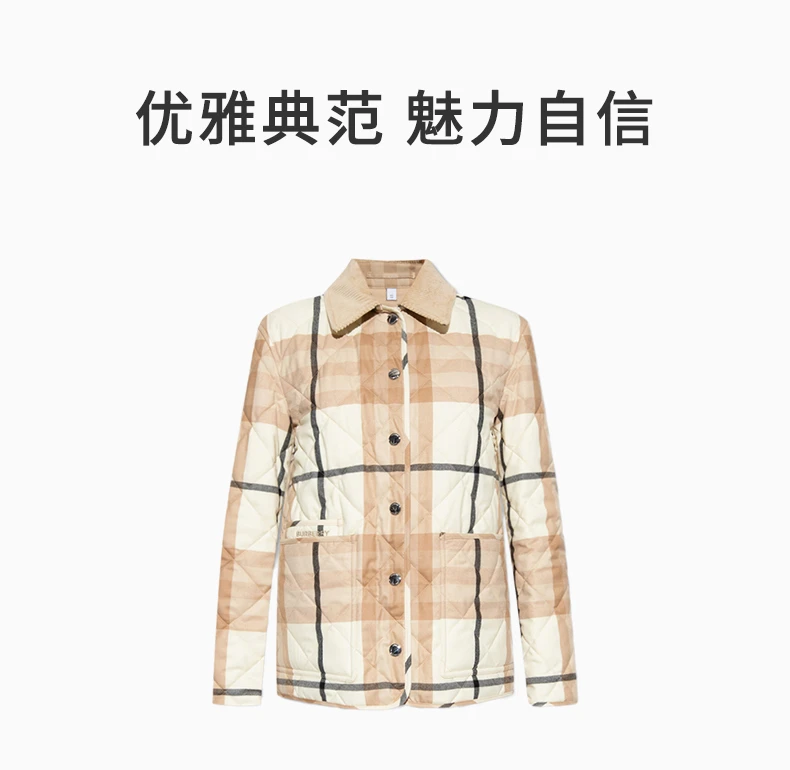 商品[国内直发] Burberry|BURBERRY 白色女士棉服 8055438,价格¥7878,第1张图片详细描述