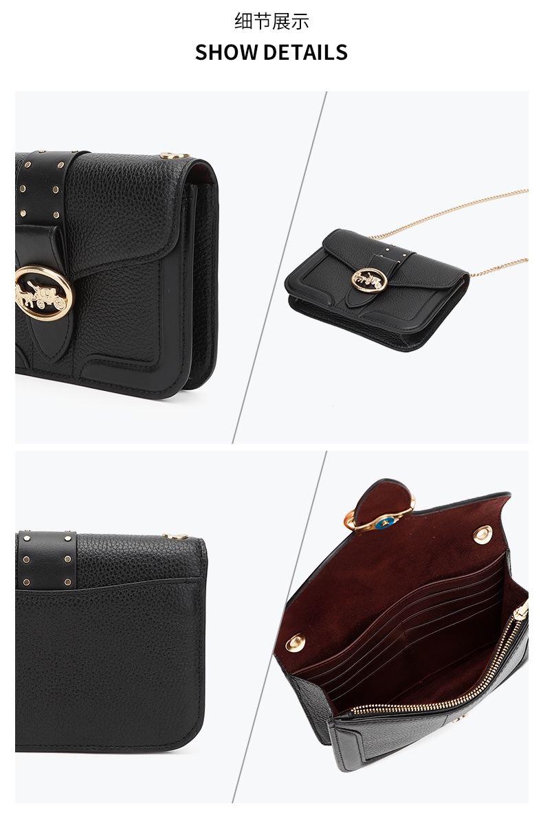商品[国内直发] Coach|COACH斜挎包蔻驰 奢侈品 女士小号皮质黑色单肩斜挎链条包礼物送女友6924 IMCHK,价格¥750,第7张图片详细描述
