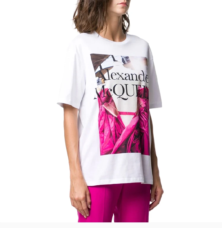 商品Alexander McQueen|ALEXANDER MCQUEEN 印花女士T恤 610895-QZAAZ-0900,价格¥1691,第4张图片详细描述