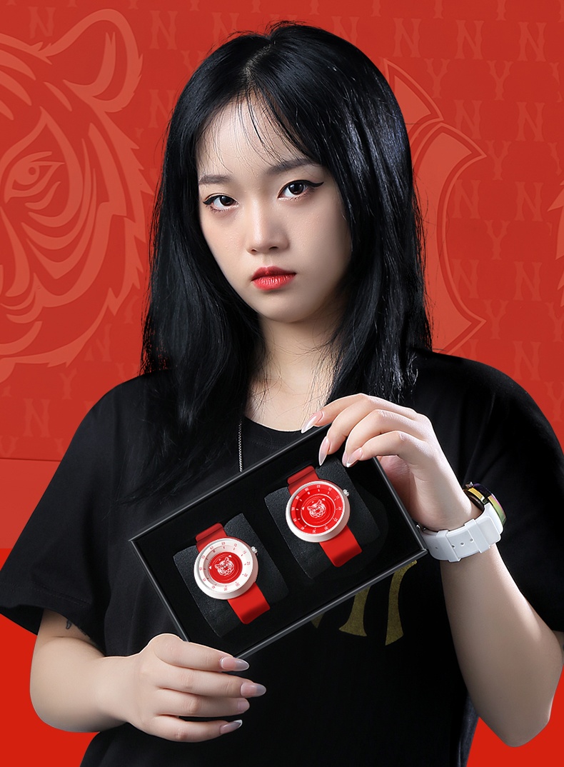 商品[国内直发] MLB|MLB美��职棒NewYouk系列创意概念无指针情侣手表  虎年生肖款国潮风石英腕表,价格¥370,第9张图片详细描述