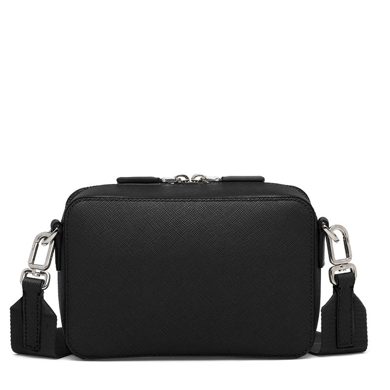 商品Prada|PRADA/普拉达 22春夏新款Brique系列 男士黑色Saffiano皮革银扣三角徽标配织物肩带单肩斜跨包2VH070_9Z2_F0002_V_EMI,价格¥16767,第6张图片详细描述