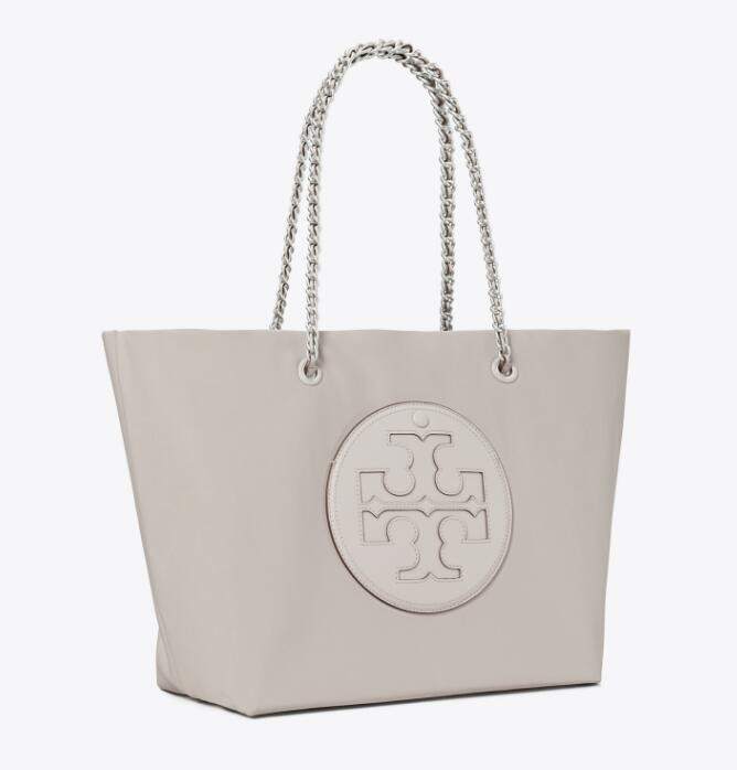 商品Tory Burch|汤丽柏琦Ella Logo徽标织物拼人造革托特包Tote包购物袋单肩手提包中号女款灰色黑色（香港仓发货）,价格¥2084,第12张图片详细描述