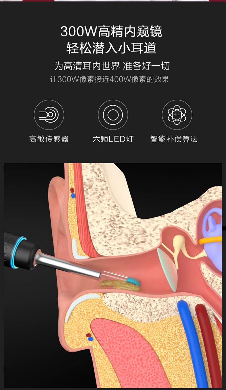 商品[国内直发] bebird|bebird智能可视挖耳勺M9Pro升级款无线采耳棒内窥镜畅爽无感掏耳朵神器 磁吸底座,价格¥243,第3张图片详细描述