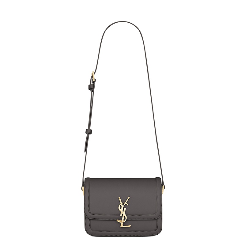 商品Yves Saint Laurent|SAINT LAURENT PARIS/圣罗兰 YSL 21秋冬新款SOLFERINO系列 女士小号灰白色牛皮革金扣翻盖单肩斜挎包,价格¥19510,第2张图片详细描述