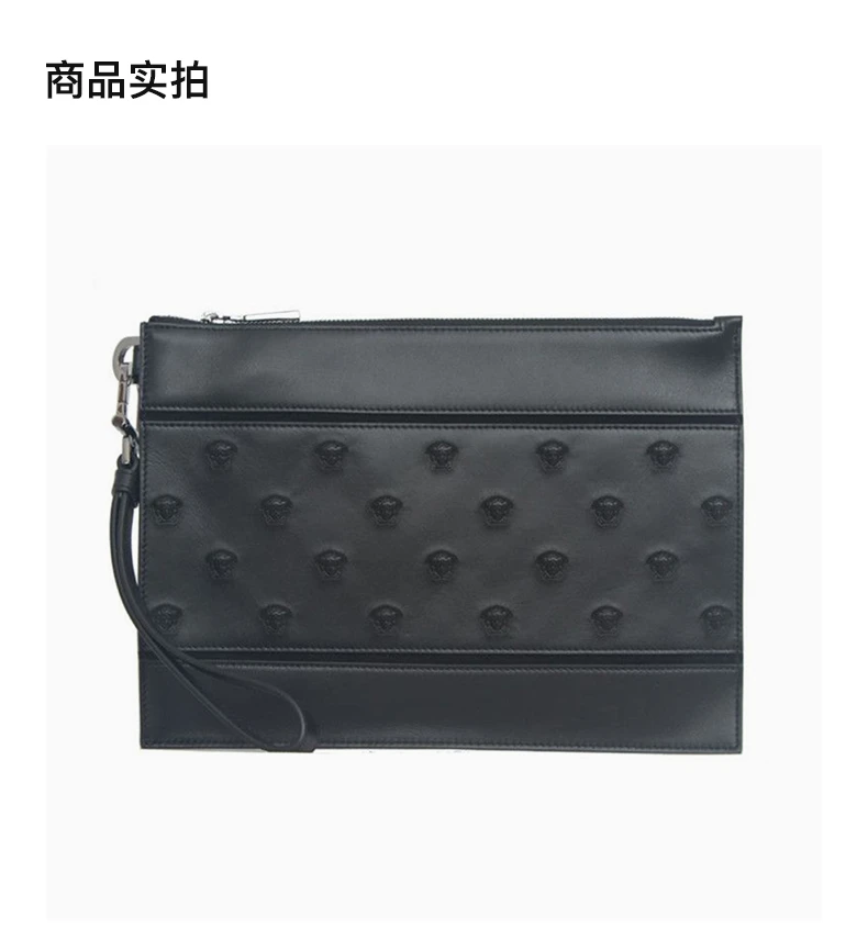商品Versace|VERSACE 男士黑色皮革手拿包 DP86881-DVTMA2-D41NE,价格¥4221,第4张图片详细描述