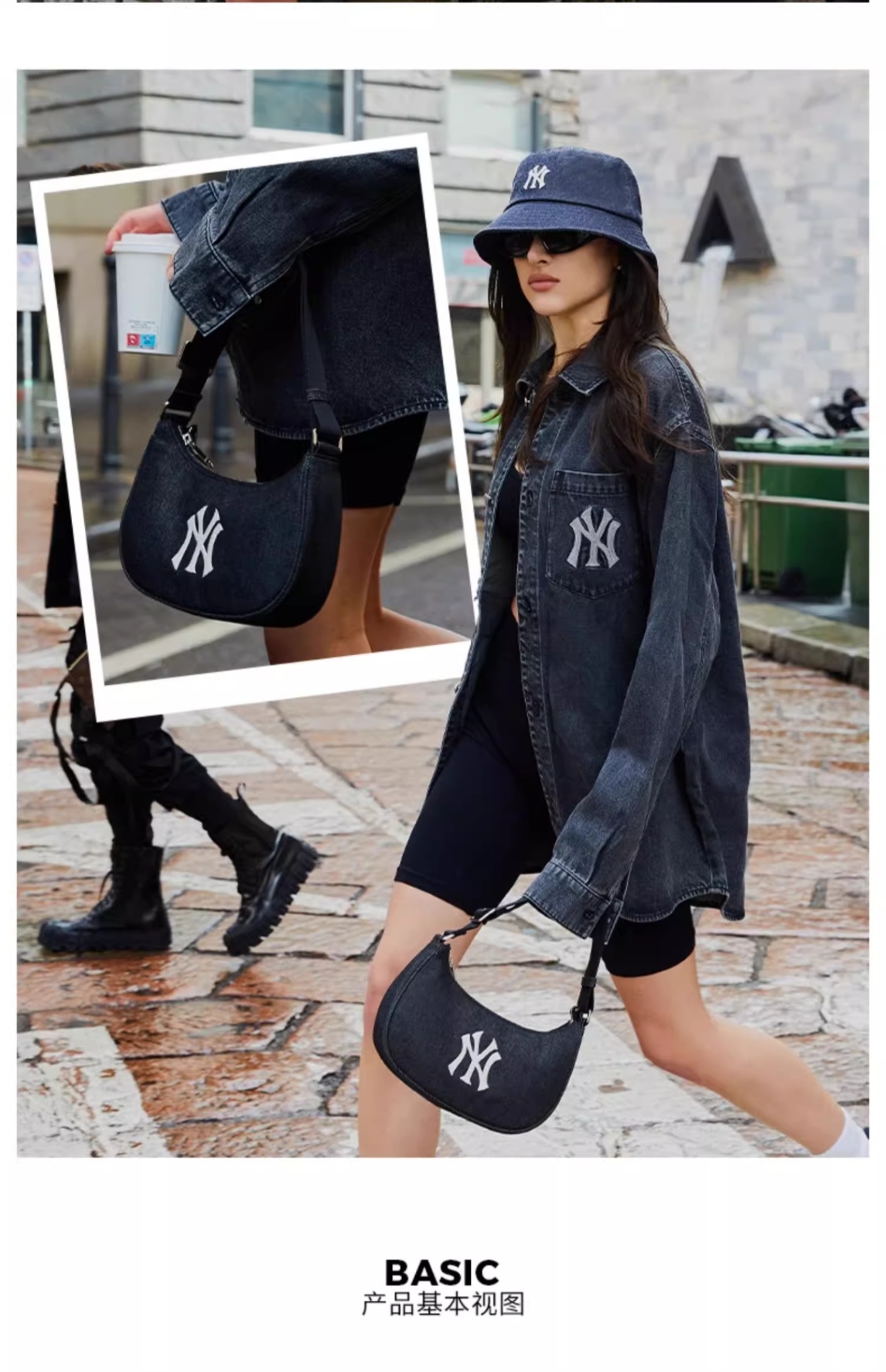 商品MLB|MLB官方男女情侣时尚手提牛仔腋下包百搭时尚通勤BQM01,价格¥757,第8张图片详细描述