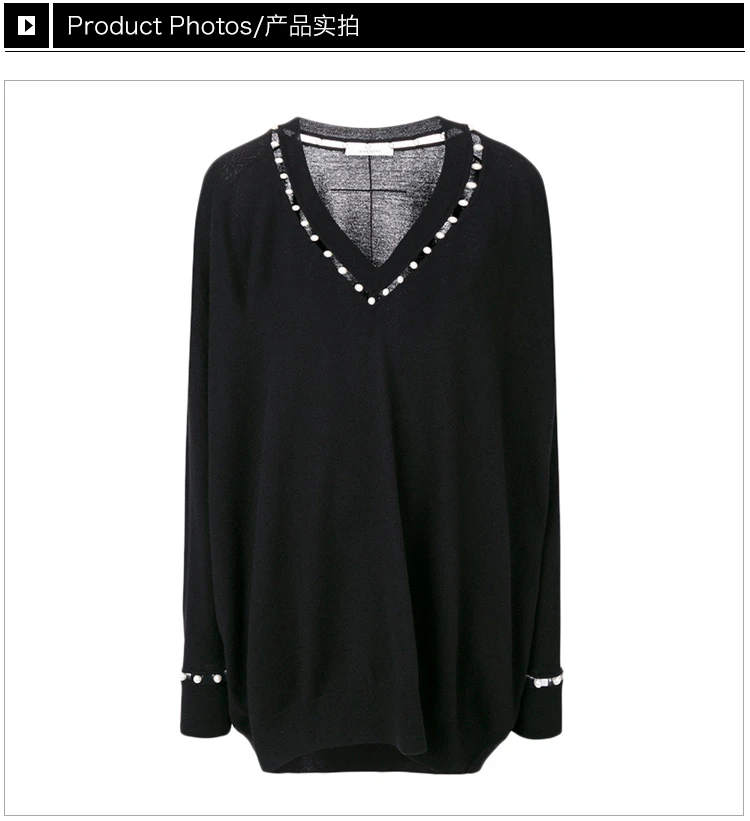 商品[国内直发] Givenchy|Givenchy 纪梵希 黑色羊毛丝羊绒V领女士长袖上衣 17X7845502-001,价格¥4919,第17张图片详细描述