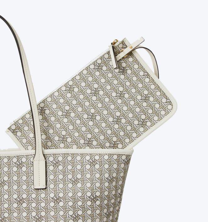 商品Tory Burch| 汤丽柏琦复古花纹涂层帆布单肩字母托特包小号中号（香港仓发货）,价格¥2200,第45张图片详细描述