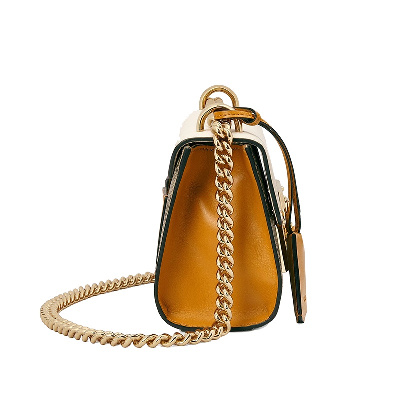 商品Gucci|GUCCI/古驰 Padlock系列 女士小号米色/乌木色GG Supreme帆布白色皮革链条单肩斜挎包,价格¥14061,第3张图片详细描述