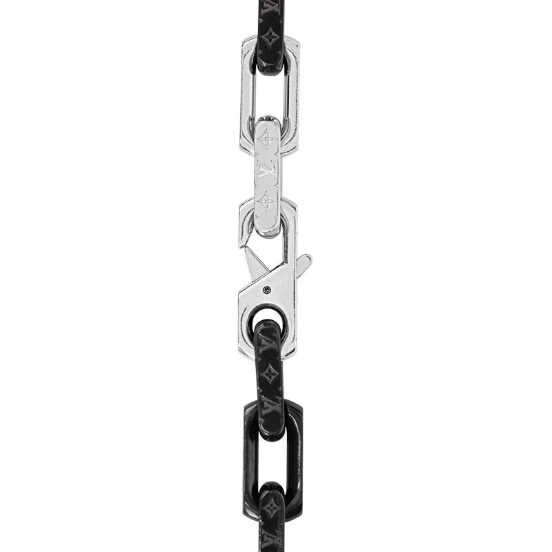 商品Louis Vuitton|【预售十天】路易威登 23新款MONOGRAM CHAIN男士黑色/银色锆石精钢项链,价格¥8787,第4张图片详细描述