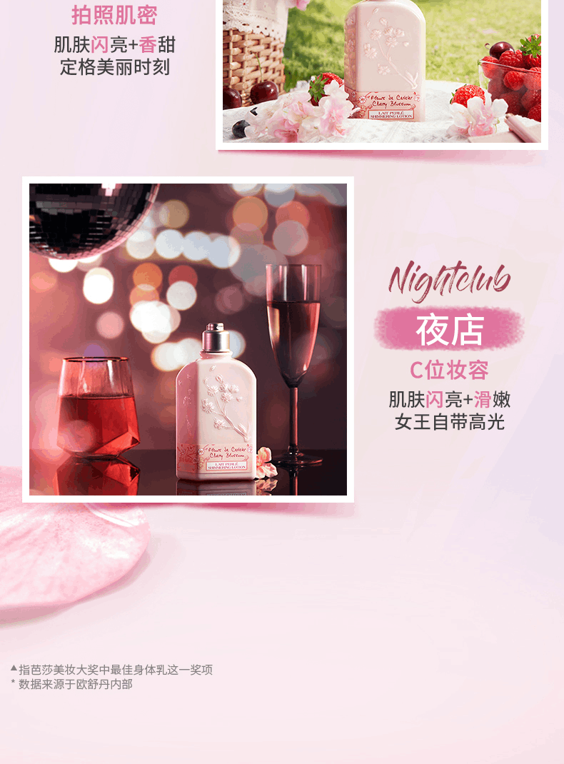 商品L'Occitane|欧舒丹甜蜜樱花润肤露250ml补水保湿滋润留香身体乳,价格¥236,第9张图片详细描述