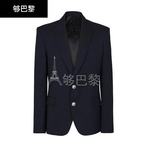 商品Balmain|【特惠8.7折】包邮包税【预售7天发货】 BALMAIN 男士 西服外套 2粒扣羊毛外套  BLM567A7NAV,价格¥14600,第3张图片详细描述