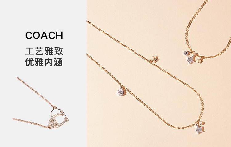 商品[国内直发] Coach|COACH/蔻驰饰品Pave Signature系列经典标志镶钻时尚女士项链,价格¥510,第1张图片详细描述