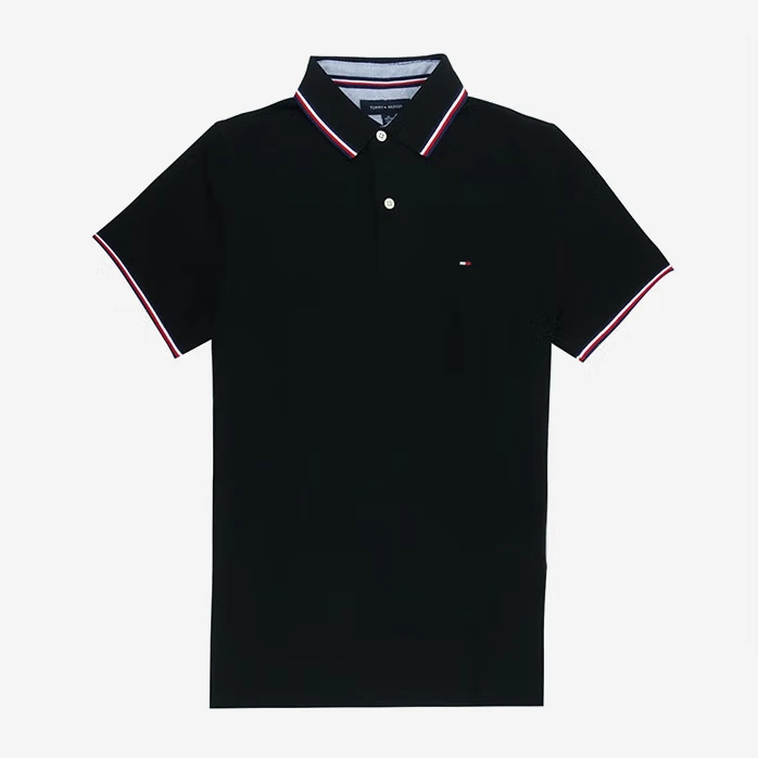 商品[国内直发] Tommy Hilfiger|TOMMY HILFIGER 男士黑色棉打质Polo衫 046863687705,价格¥449,第1张图片详细描述