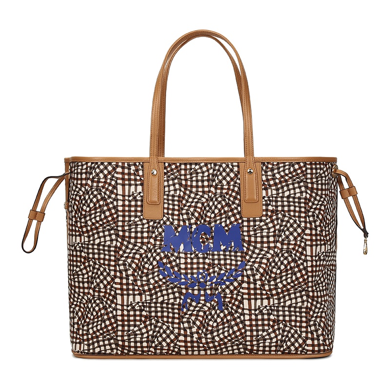 商品[国内直发] MCM|MCM Liz Visetos 老花满印 帆布 子母包托特包Tote包购物袋单肩包手提包 女款 干邑色/黑色,价格¥2950,第2张图片详细描述