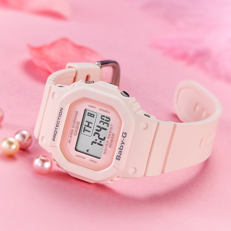 商品[国内直发] Casio|爆款卡西欧女表baby-g防水淡粉小方块手表,价格¥444,第4张图片详细描述