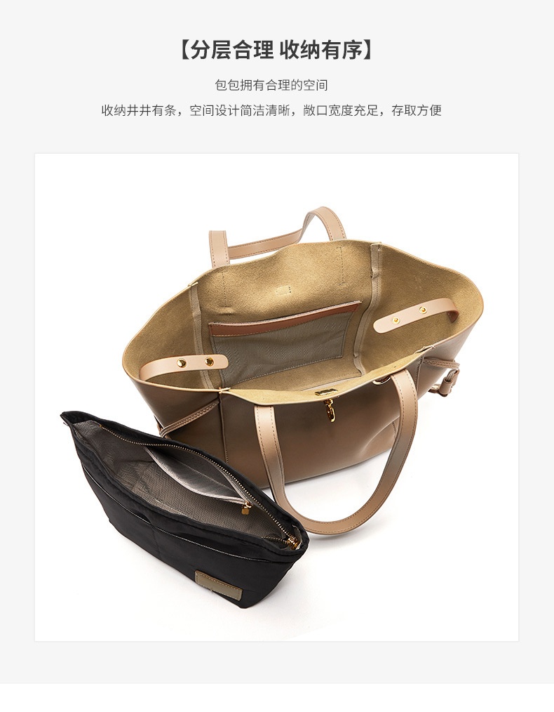 商品[国内直发] GLENVINTEN|真皮女包手提包爆款单肩大容量百搭时尚托特水桶包,价格¥414,第9张图片详细描述