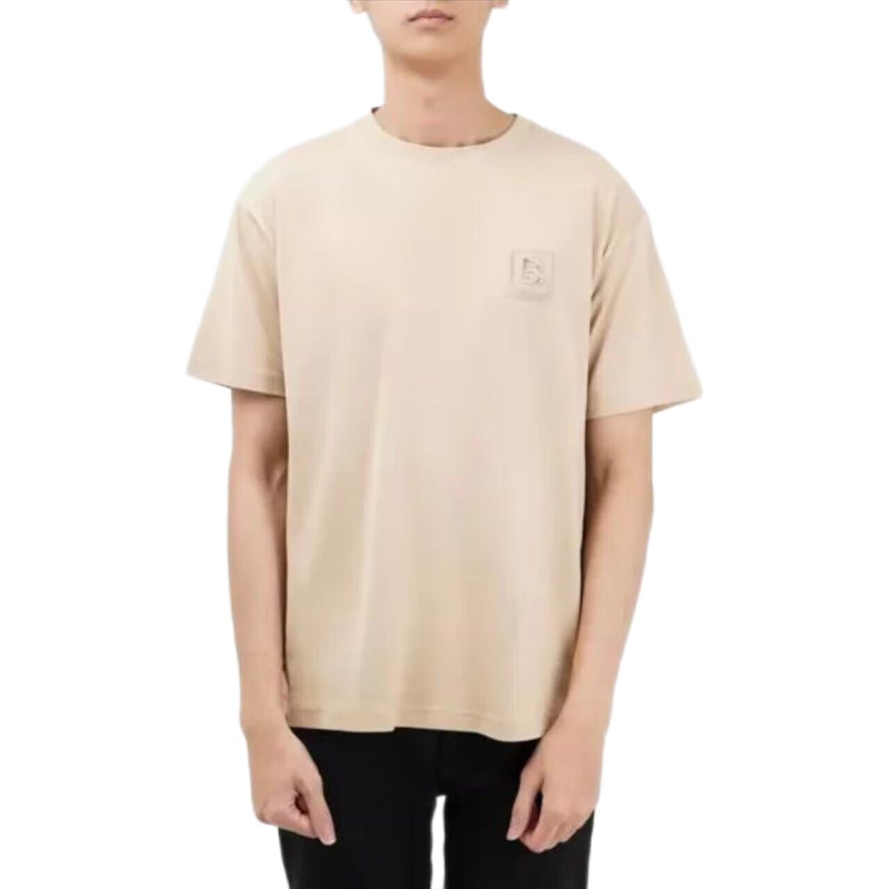 商品Burberry|BURBERRY/博柏利 女士米褐色棉质侧边格纹设计B字刺绣T恤80670711,价格¥1321,第7张图片详细描述