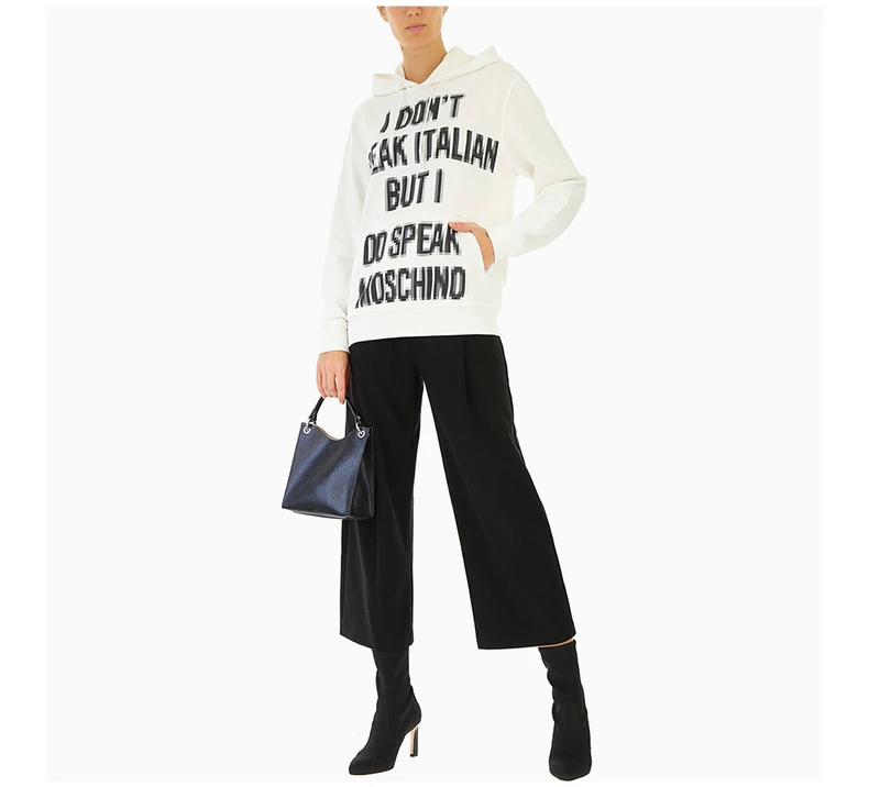 商品Moschino|MOSCHINO 女士白色字母印花连帽卫衣 A17799127-1002,价格¥2835,第8张图片详细描述