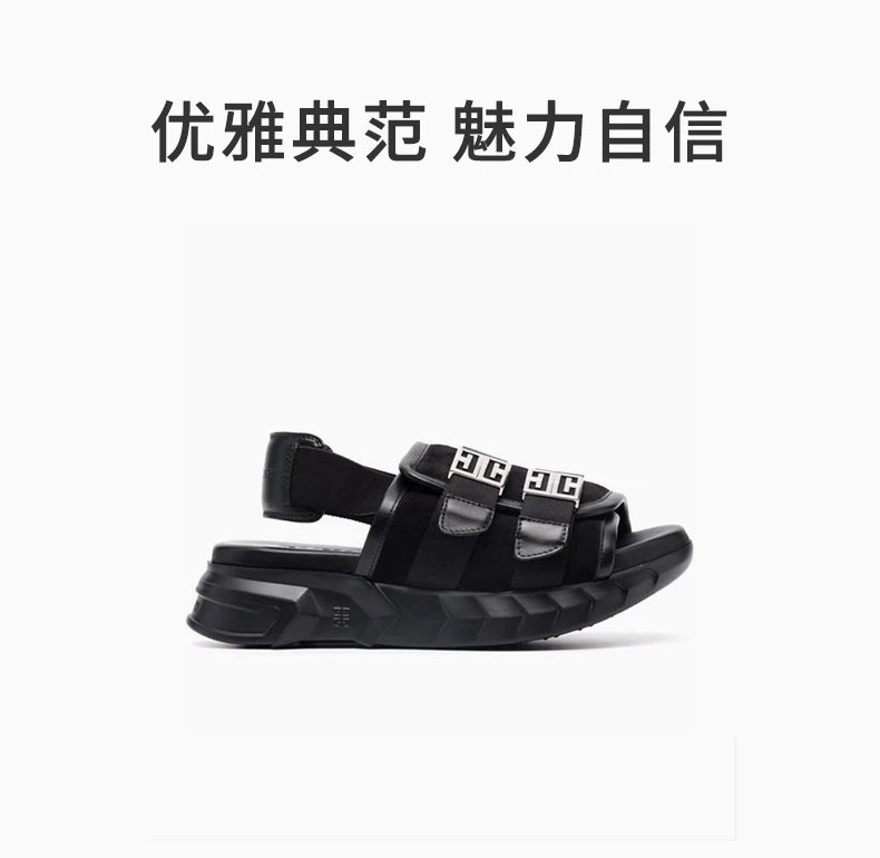 商品[国内直发] Givenchy|GIVENCHY 女士黑色平底凉鞋 BE305SE14B-001,价格¥5394,第1张图片详细描述