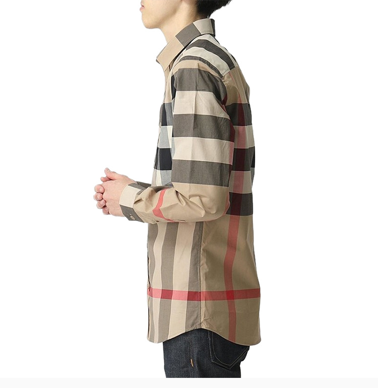 商品[国内直发] Burberry|BURBERRY 博柏利 经典长袖格纹男士衬衫 8010213,价格¥2462,第7张图片详细描述