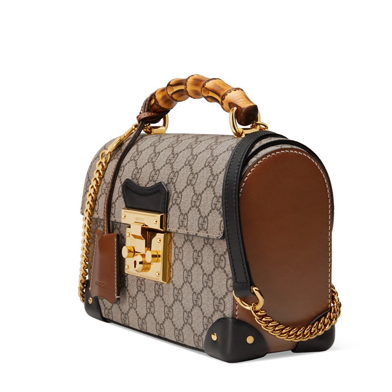 商品Gucci|GUCCI/古驰 20 Padlock系列GG帆布小号竹节手提单肩包 6032219U8YG9861,价格¥17297,第2张图片详细描述