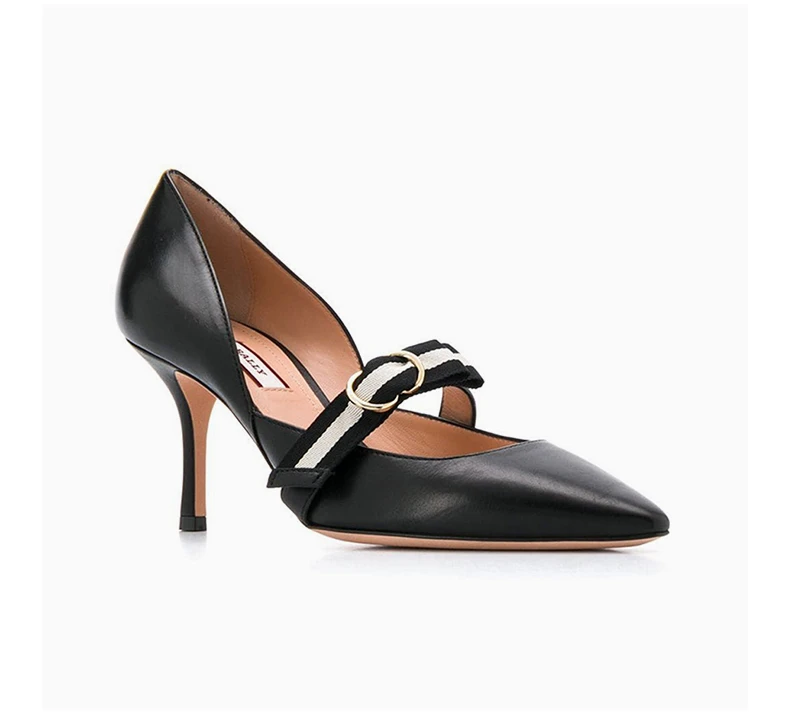 商品Bally|BALLY 女士黑色皮革高跟鞋 6228134,价格¥1924,第4张图片详细描述