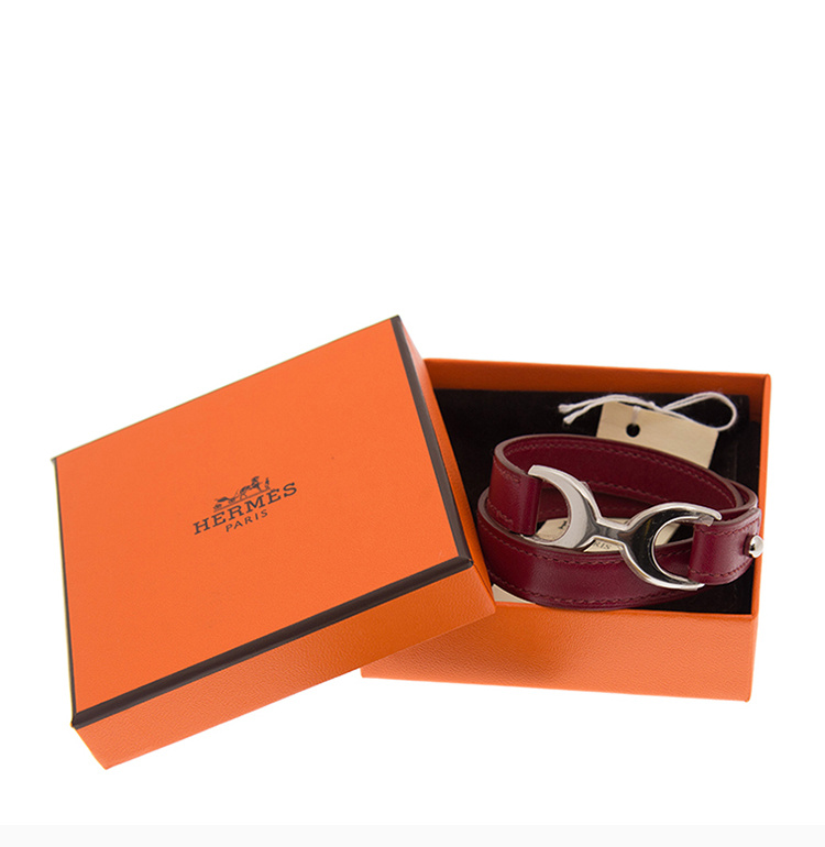 商品Hermes|Hermès 爱马仕 红色皮革银扣手带 PAVANEBRAB5SS,价格¥2799,第7张图片详细描述