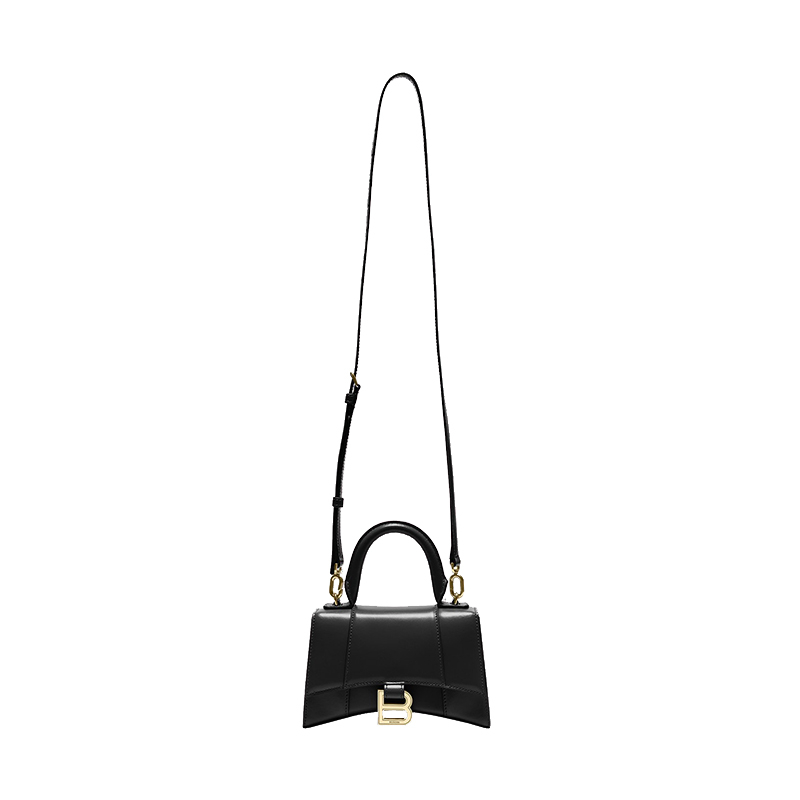 商品Balenciaga|Balenciaga/巴黎世家 秋冬新款 黑色亮面小牛皮金扣沙漏包XS款单肩斜挎手提包5928331QJ4M1000,价格¥14752,第4张图片详细描述