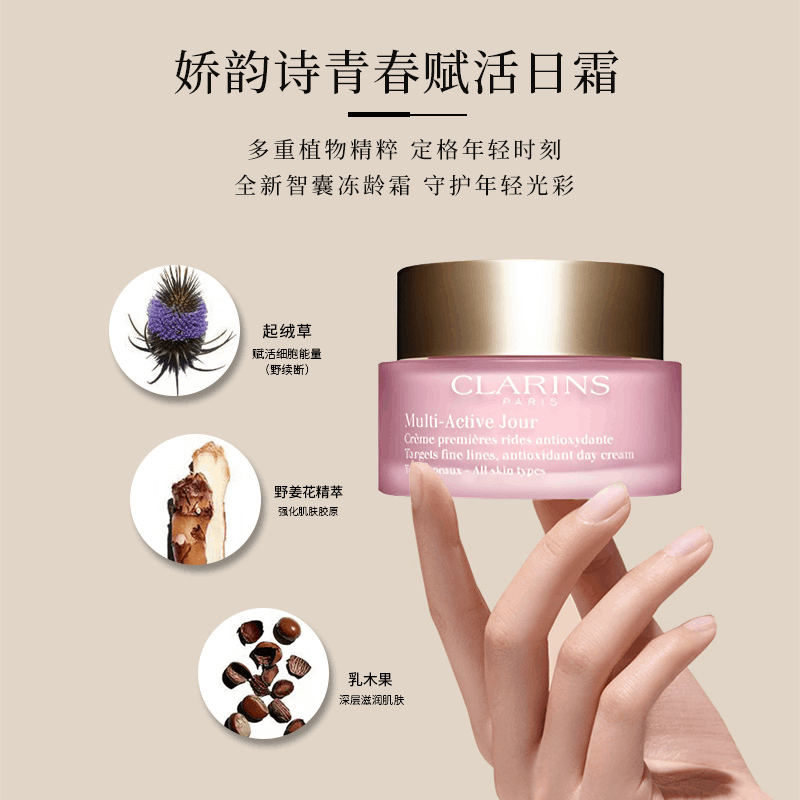 商品Clarins|CLARINS娇韵诗多元青春日晚霜套装冻龄日霜晚霜50ml面霜,价格¥561,第2张图片详细描述