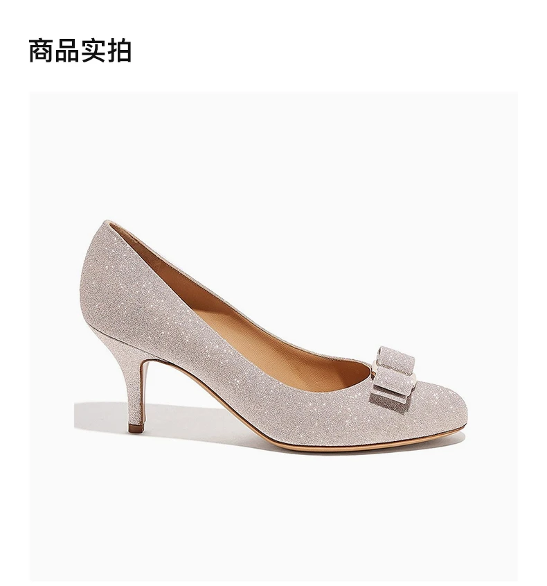 商品Salvatore Ferragamo|SALVATORE FERRAGAMO 女鞋裸粉色牛皮亮闪蝴蝶结高跟鞋 01-B788-710277,价格¥2664,第3张图片详细描述
