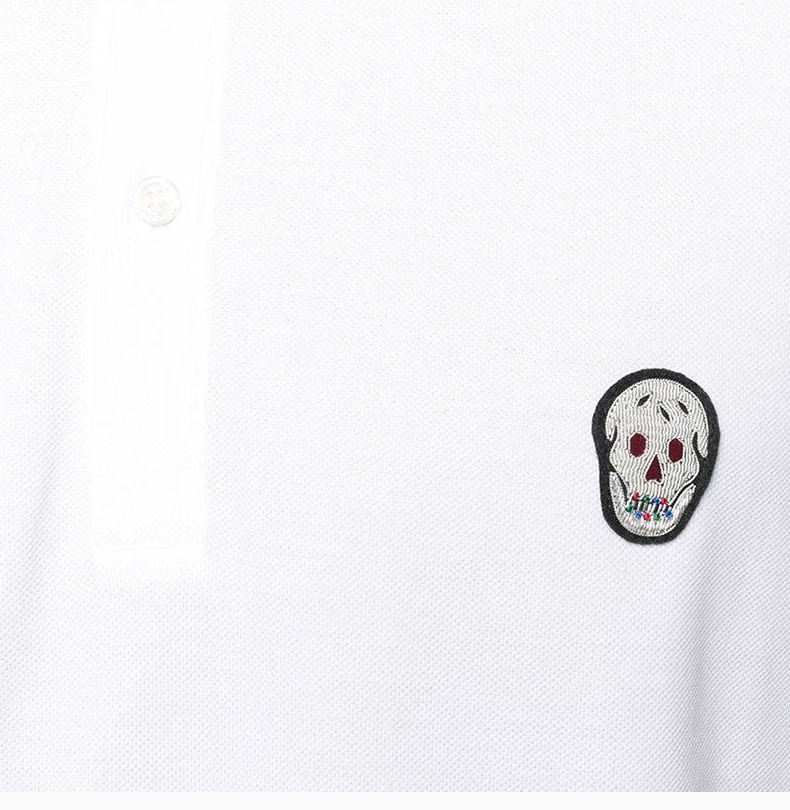 商品Alexander McQueen|ALEXANDER MCQUEEN 亚历山大·麦昆 男士白色棉质POLO衫 622106-QQX33-9000,价格¥1021,第9张图片详细描述
