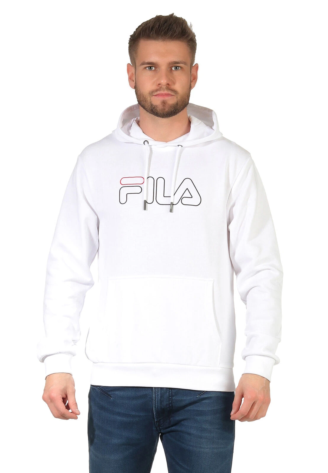 商品[国内直发] Fila|FILA 男士白色棉质连帽卫衣 687125-M67,价格¥394,第1张图片详细描述