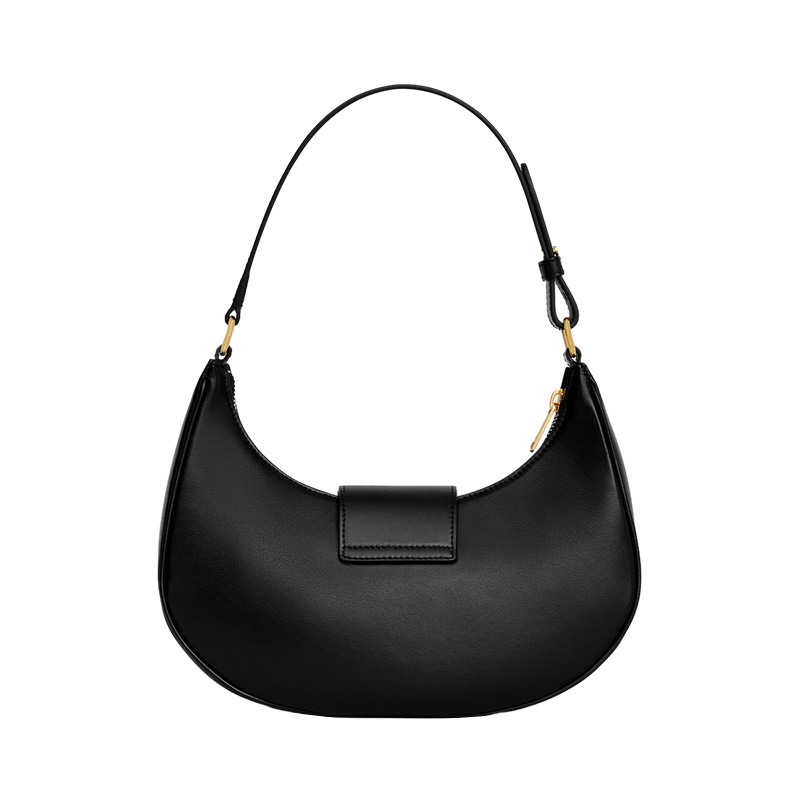 商品Celine|赛琳 23新款 AVA TRIOMPHE女士黑色小牛皮金属饰面腋下包 114493DGQ.38NO,价格¥15540,第3张图片详细描述