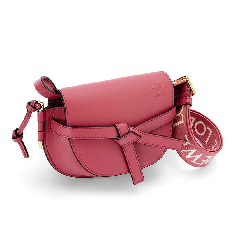 商品Loewe|LOEWE/罗意威 22新款Gate Dual系列 女士迷你款梅花色小牛皮提花织物肩带翻盖开合单肩斜挎包A650N46X13-2823,价格¥12743,第3张图片详细描述