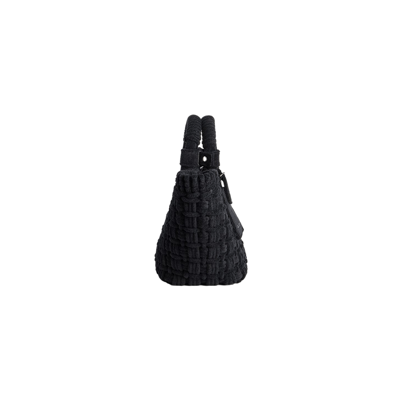 商品Balenciaga|巴黎世家 23新款 BISTRO女士XS号黑色毛巾布篮子单肩/手提包 6713422AAF01090,价格¥9115,第5张图片详细描述