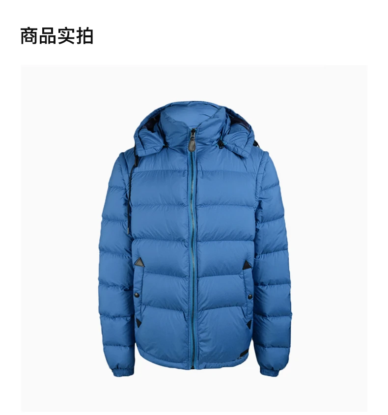 商品[国内直发] Burberry|Burberry 博柏利 男士蓝色尼龙时尚连帽拉链羽绒服 3942707,价格¥5115,第3张图片详细描述