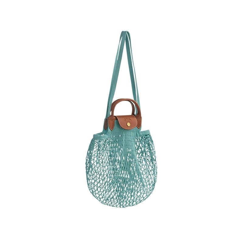 商品Longchamp|LONGCHAMP/珑骧 女士米色棉金色五金按扣开合斜挎网袋包,价格¥821,第10张图片详细描述