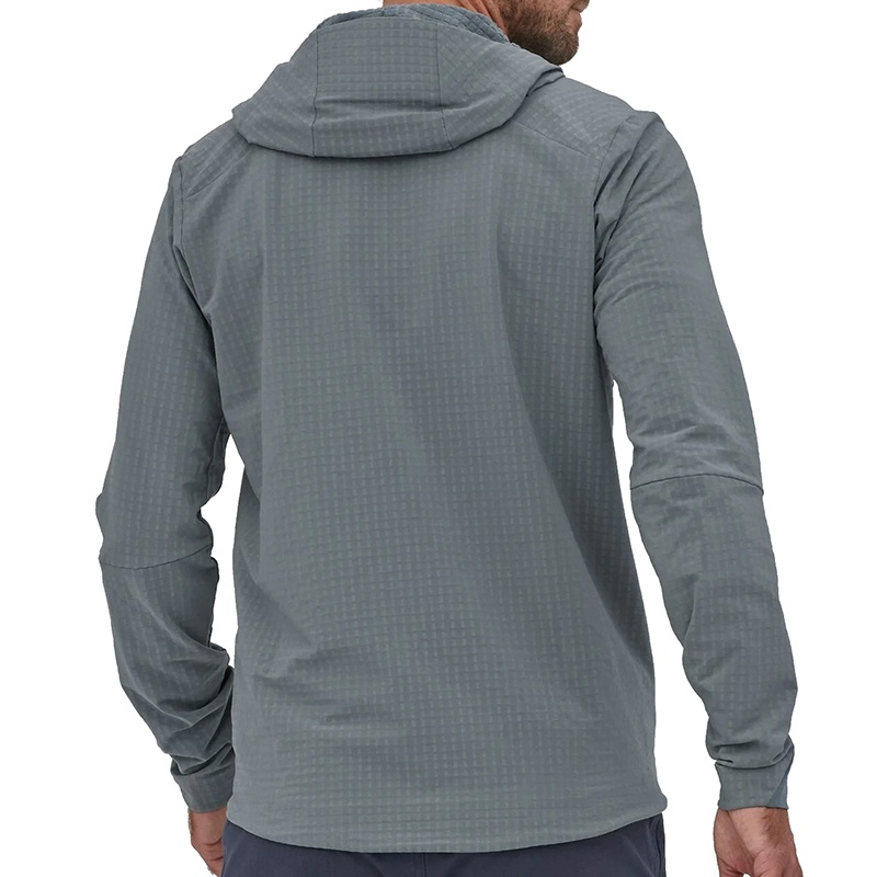 商品Patagonia|Patagonia/巴塔哥尼亚 男士羽毛灰色涤纶混纺徽标拉链连帽杉,价格¥2122,第3张图片详细描述