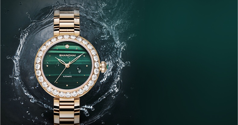 商品[国内直发] SHANGHAI WATCH|国民系列 玲珑 时尚潮流镶钻 自动上链机械女士腕表,价格¥2737,第12张图片详细描述