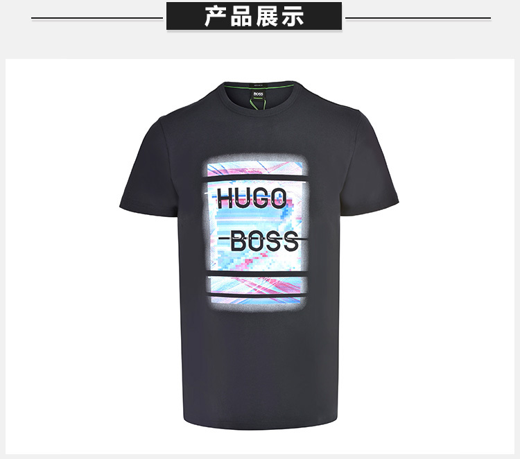 商品Hugo Boss|Hugo Boss 雨果博斯 男士棉质混纺LOGO图案圆领休闲短袖T恤 TEE8-50383423-410,价格¥603,第6张图片详细描述
