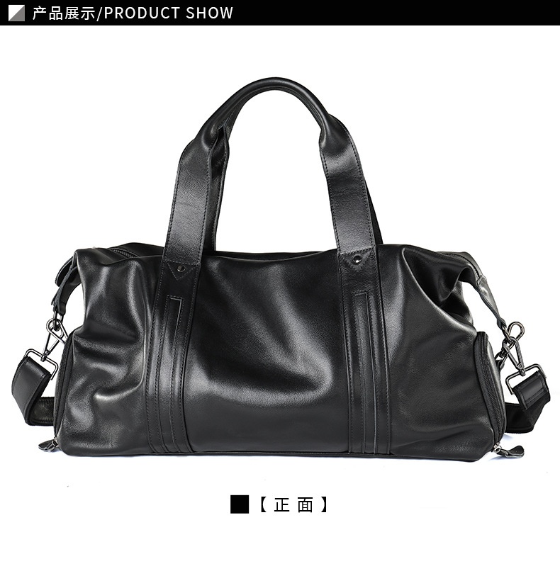 商品[国内直发] GLENVINTEN|格岚云顿时尚休闲真皮手提旅行包运动健身包大容量单肩包行李包包,价格¥657,第9张图片详细描述