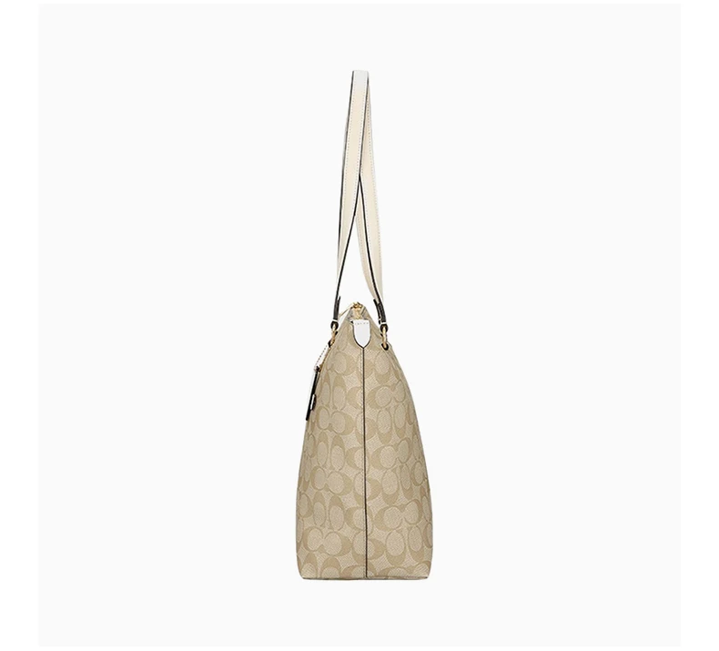 商品[国内直发] Coach|coach 女士大号卡其色PVC手提单肩包 79609IMDQC,价格¥1335,第7张图片详细描述