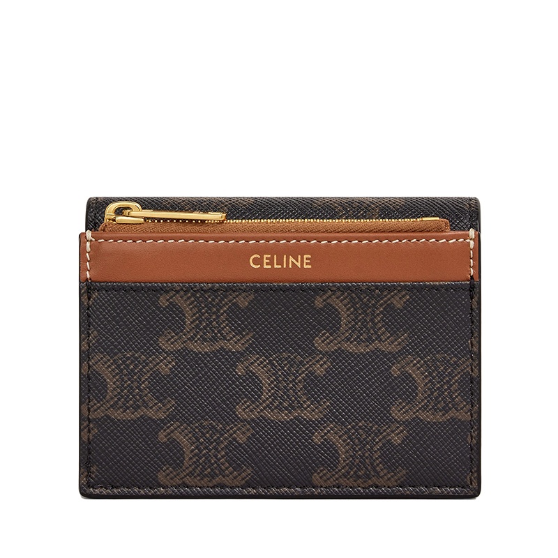 商品Celine|CELINE/赛琳    女士经典老花帆布凯旋金扣短款钱包,价格¥4301,第5张图片详细描述