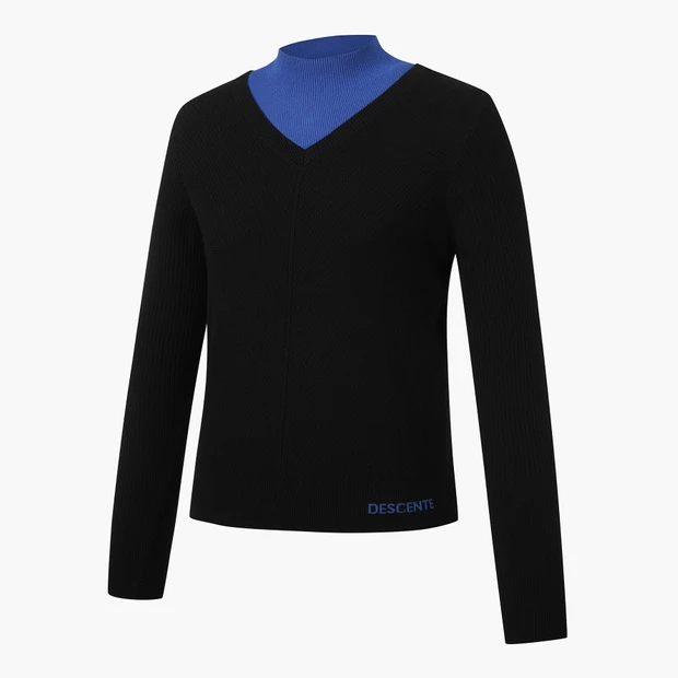 商品【预售商品15天发货】 DESCENTE|高尔夫女性撞色V领套头毛衣时尚 DO32WFKP93-BLKG,价格¥1025,第13张图片详细描述