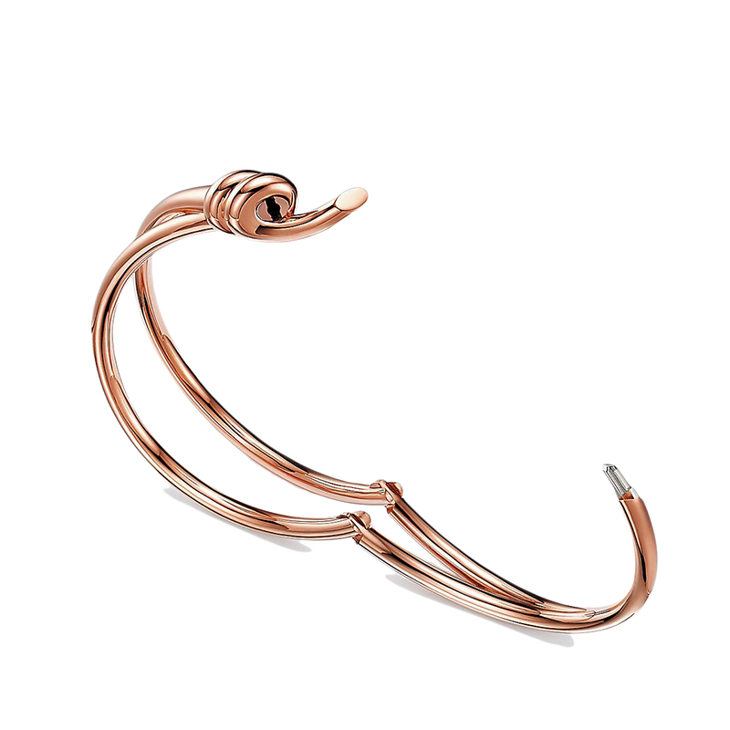 商品Tiffany & Co.|  Tiffany & Co./蒂芙尼 22春夏新款 Knot系列 18K金 玫瑰金色 绳结双行铰链手镯GRP11996,价格¥70827,第5张图片详细描述