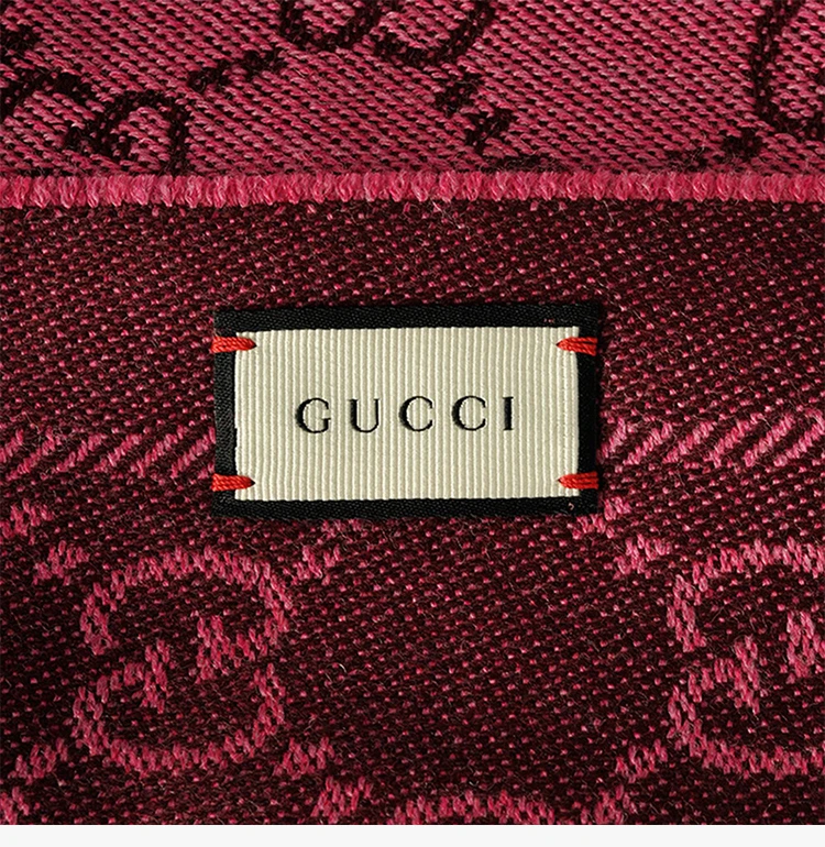 商品[国内直发] Gucci|GUCCI 玫红色女士围巾 133483-3G200-5573,价格¥2596,第10张图片详细描述
