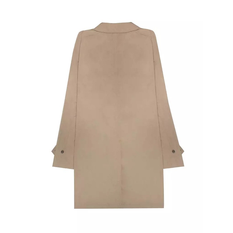 商品Burberry|BURBERRY/博柏利 男士浅驼色聚酯纤维暗扣翻领中款风衣80678551,价格¥1958,第4张图片详细描述